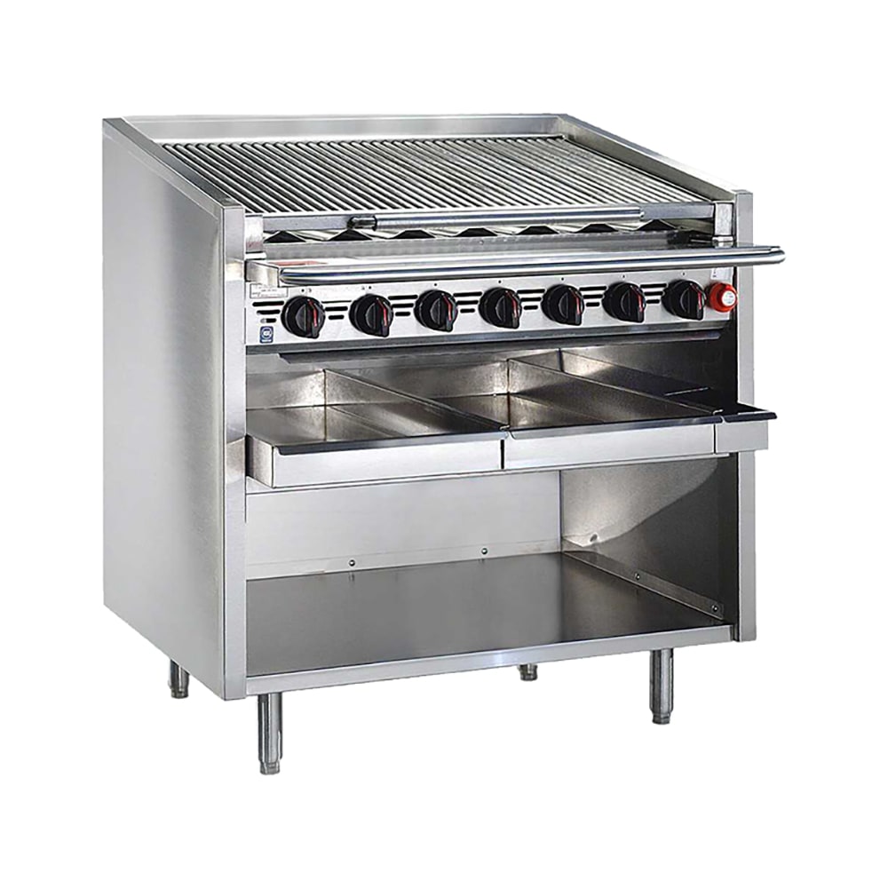 Bakers Pride F-60RS-C 60" Floor Model Gas Charbroiler w/ Coal Radiants - (13) Burners, Natural Gas