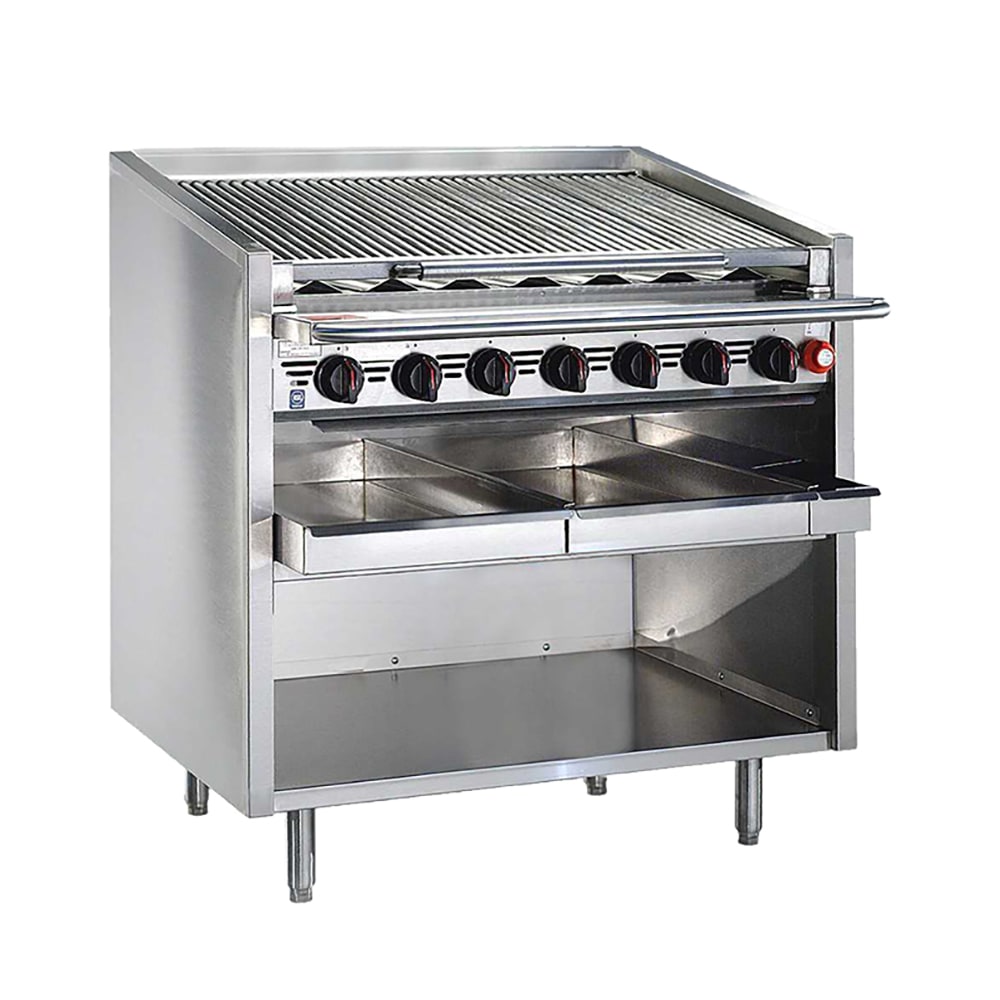 Bakers Pride F-60RS 60" Floor Model Gas Charbroiler w/ Stainless Steel Radiants - (13) Burners, Liquid Propane