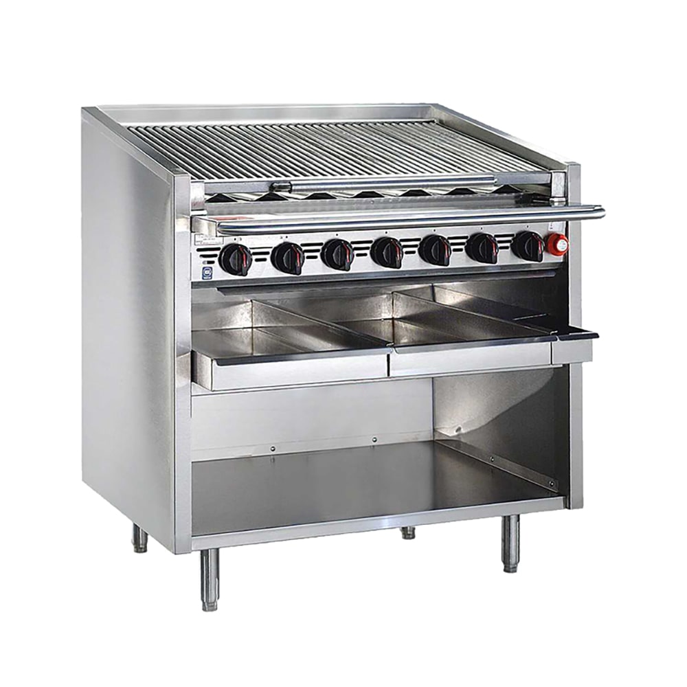 Bakers Pride F-60RS 60" Floor Model Gas Charbroiler w/ Stainless Steel Radiants - (13) Burners, Natural Gas