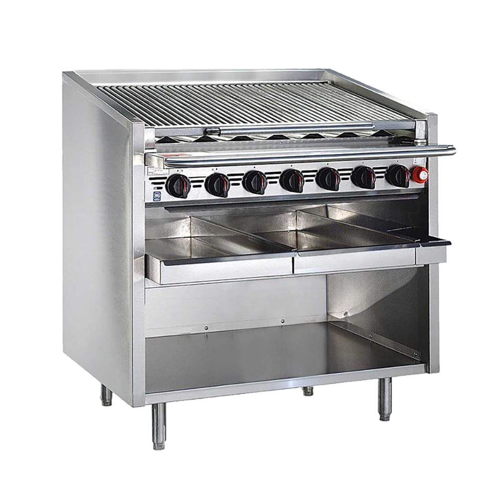 Bakers Pride F-72RS 72" Floor Model Gas Charbroiler w/ Stainless Steel Radiants - (16) Burners, Liquid Propane
