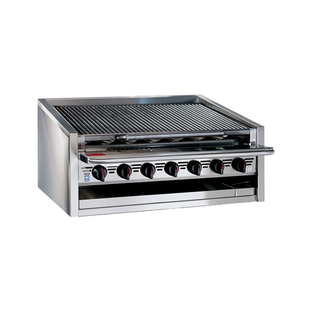 Bakers Pride L-24RS-R 24" Countertop Gas Charbroiler w/ Cast Iron Radiants - (4) Burners, Natural Gas