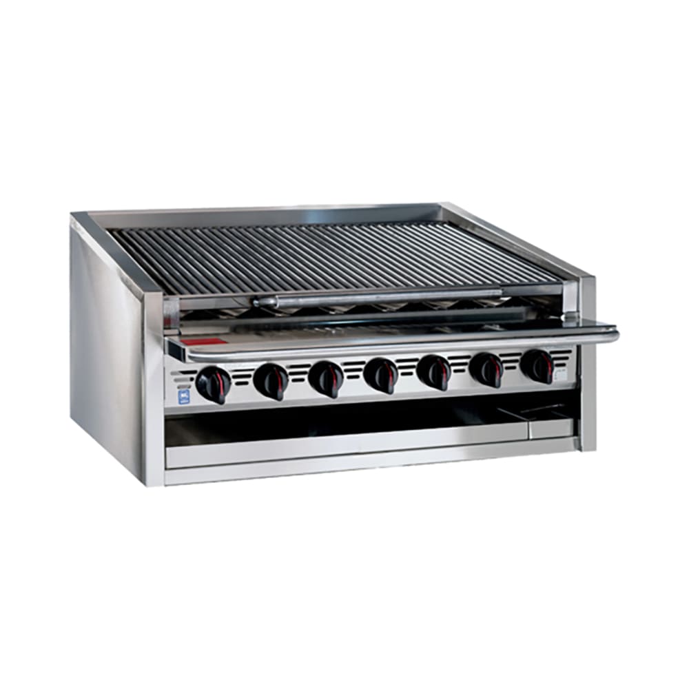 Bakers Pride L-48RS-C 48" Countertop Gas Charbroiler w/ Coal Radiants - (10) Burners, Liquid Propane