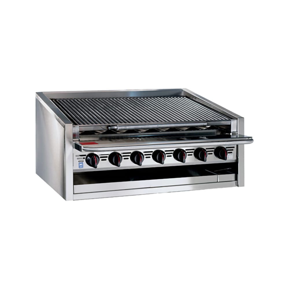 Bakers Pride L-48RS-R 48" Countertop Gas Charbroiler w/ Cast Iron Radiants - (10) Burners, Natural Gas