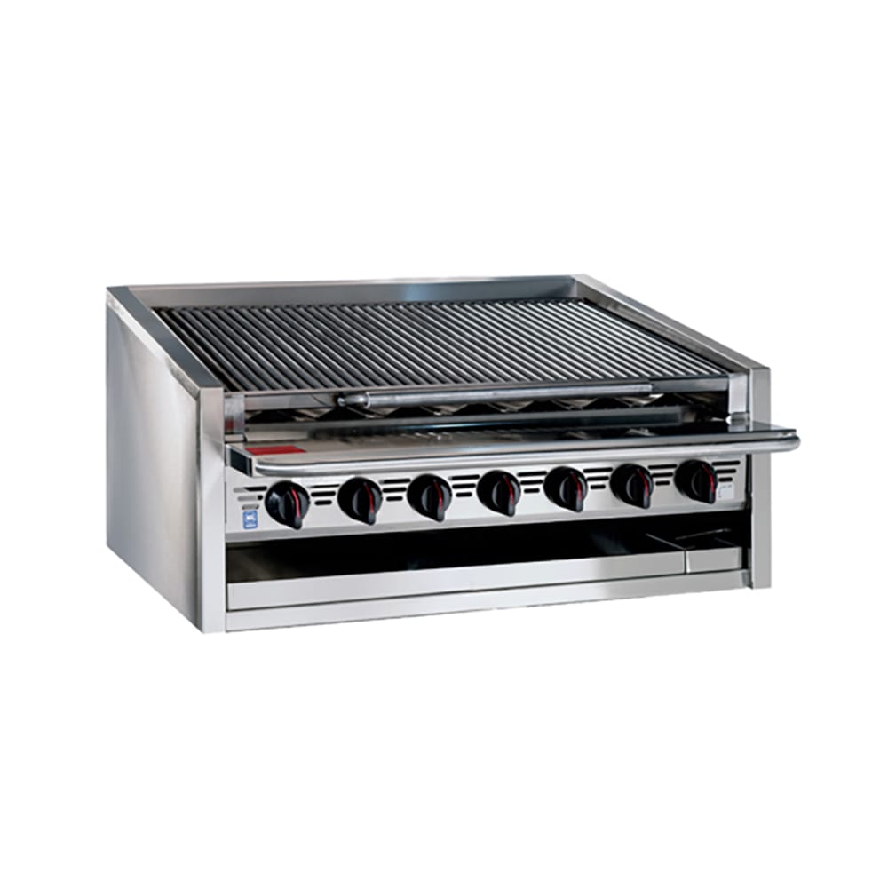 Bakers Pride L-60RS-R 60" Countertop Gas Charbroiler w/ Cast Iron Radiants - (13) Burners, Liquid Propane
