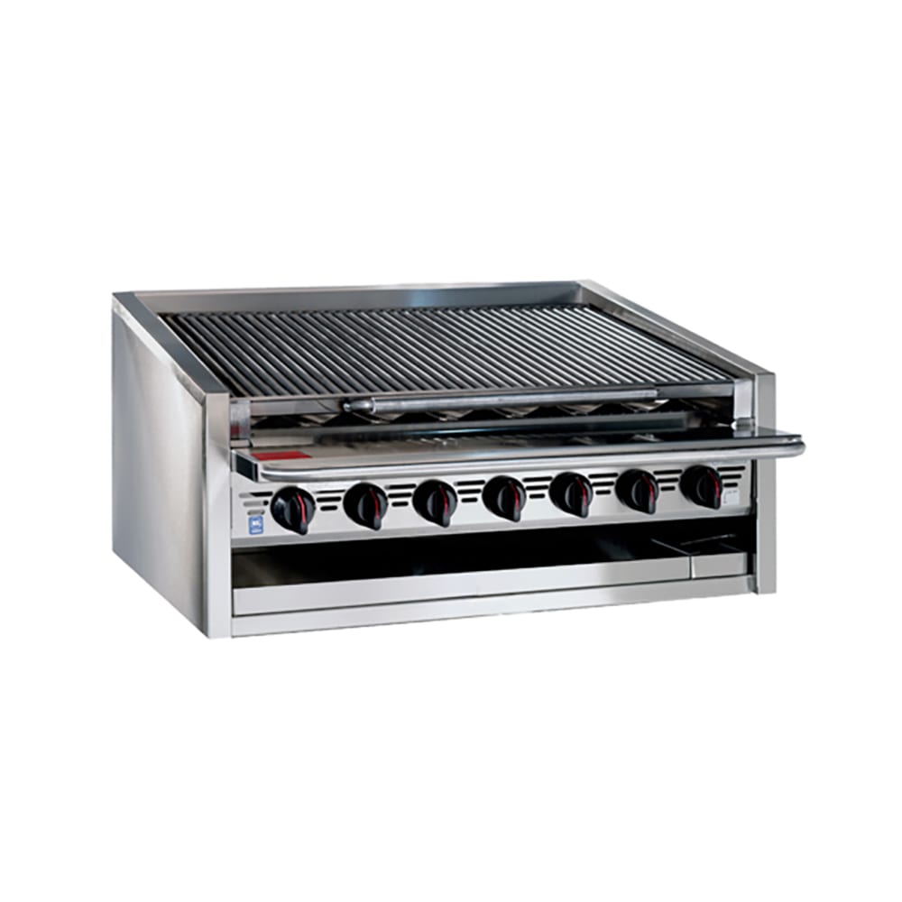 Bakers Pride L-72RS-C 72" Countertop Gas Charbroiler w/ Coal Radiants - (16) Burners, Liquid Propane