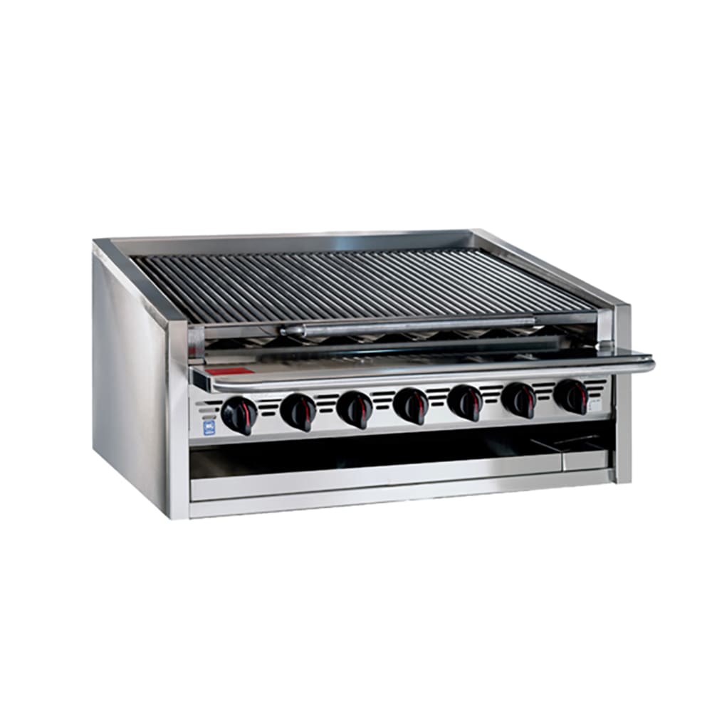 Bakers Pride L-72RS 72" Countertop Gas Charbroiler w/ Stainless Steel Radiants - (16) Burners, Natural Gas