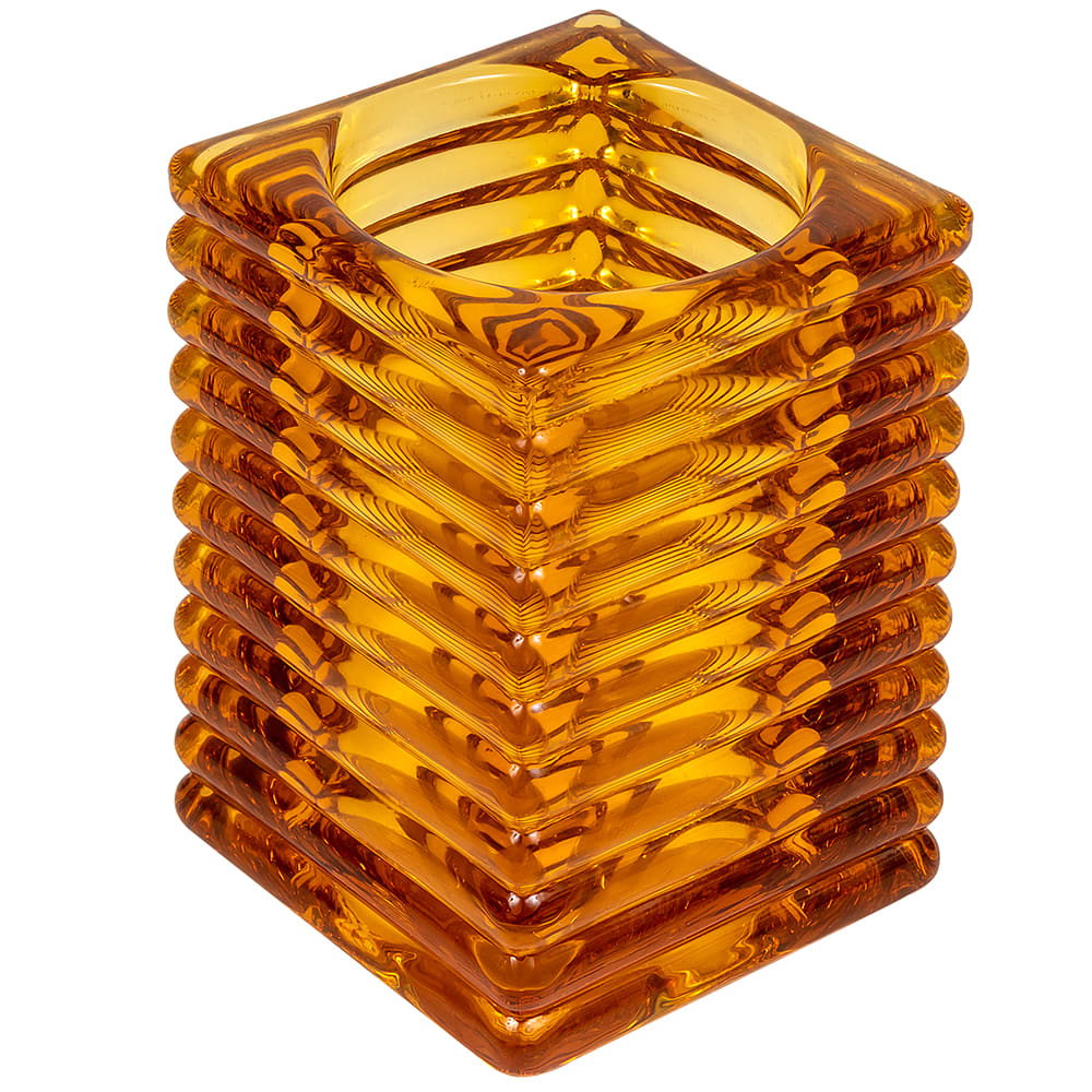 Hollowick 1511A Horizontal Rib Glass Block Lamp, 4 1/8" H x 2 7/8" W, Amber