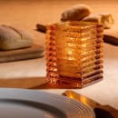 Hollowick 1511AJ Horizontal Rib Glass Block Lamp, 4 1/8" H x 2 7/8" W, Amber Jewel thumbnail 2