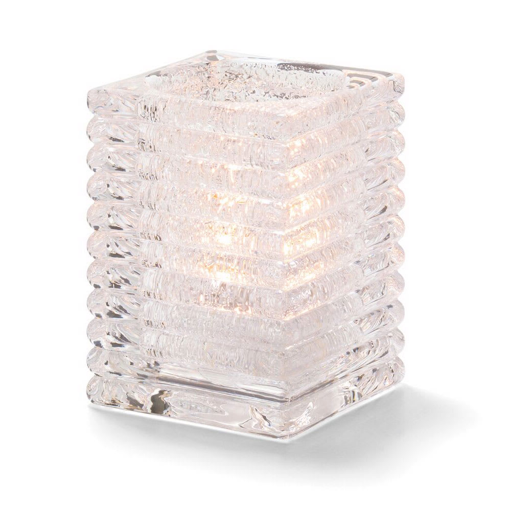 Hollowick 1511CJ Horizontal Rib Glass Block Lamp, 4 1/8" H x 2 7/8" W, Clear Jewel