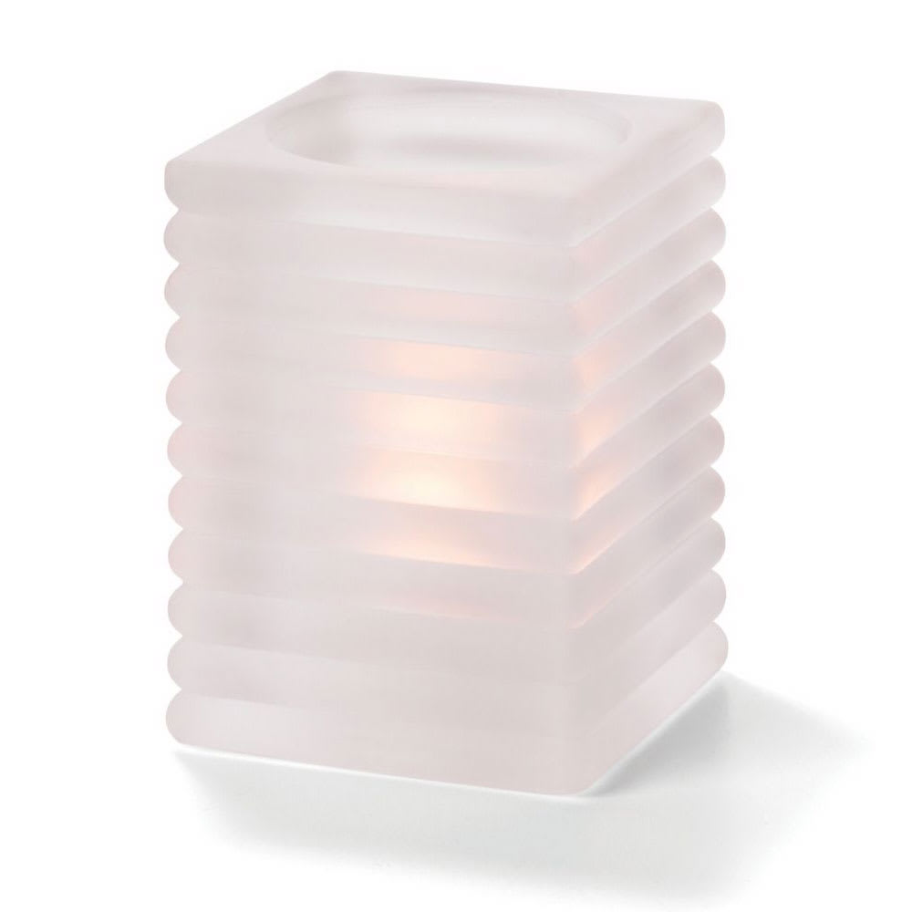 Hollowick 1511SC Horizontal Rib Glass Block Lamp, 4 1/8" H x 2 7/8" W, Satin Crystal