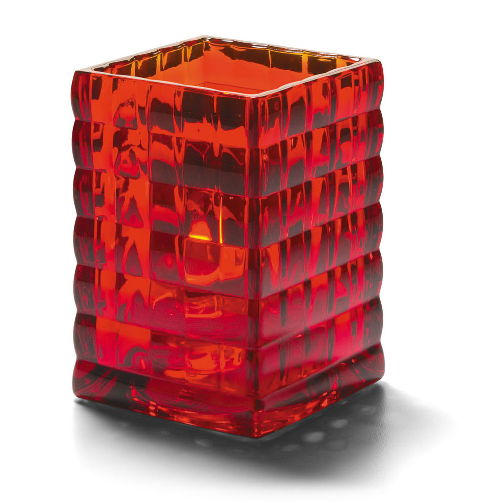 Hollowick 1533R Square Optic Block Glass Lamp, 2 5/8"W x 3 3/4"H, Ruby