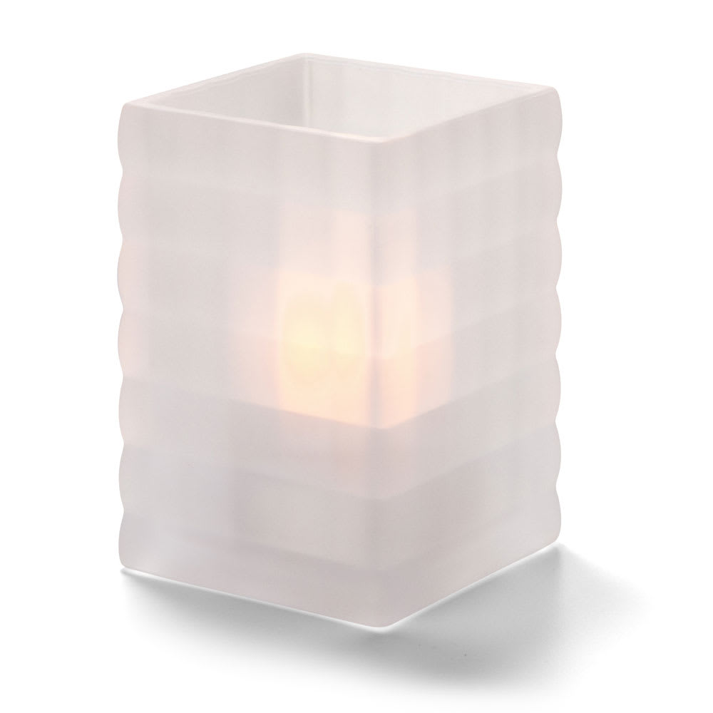 Hollowick 1533SC Square Optic Block Glass Lamp, 2 5/8"W x 3 3/4"H, Satin Crystal