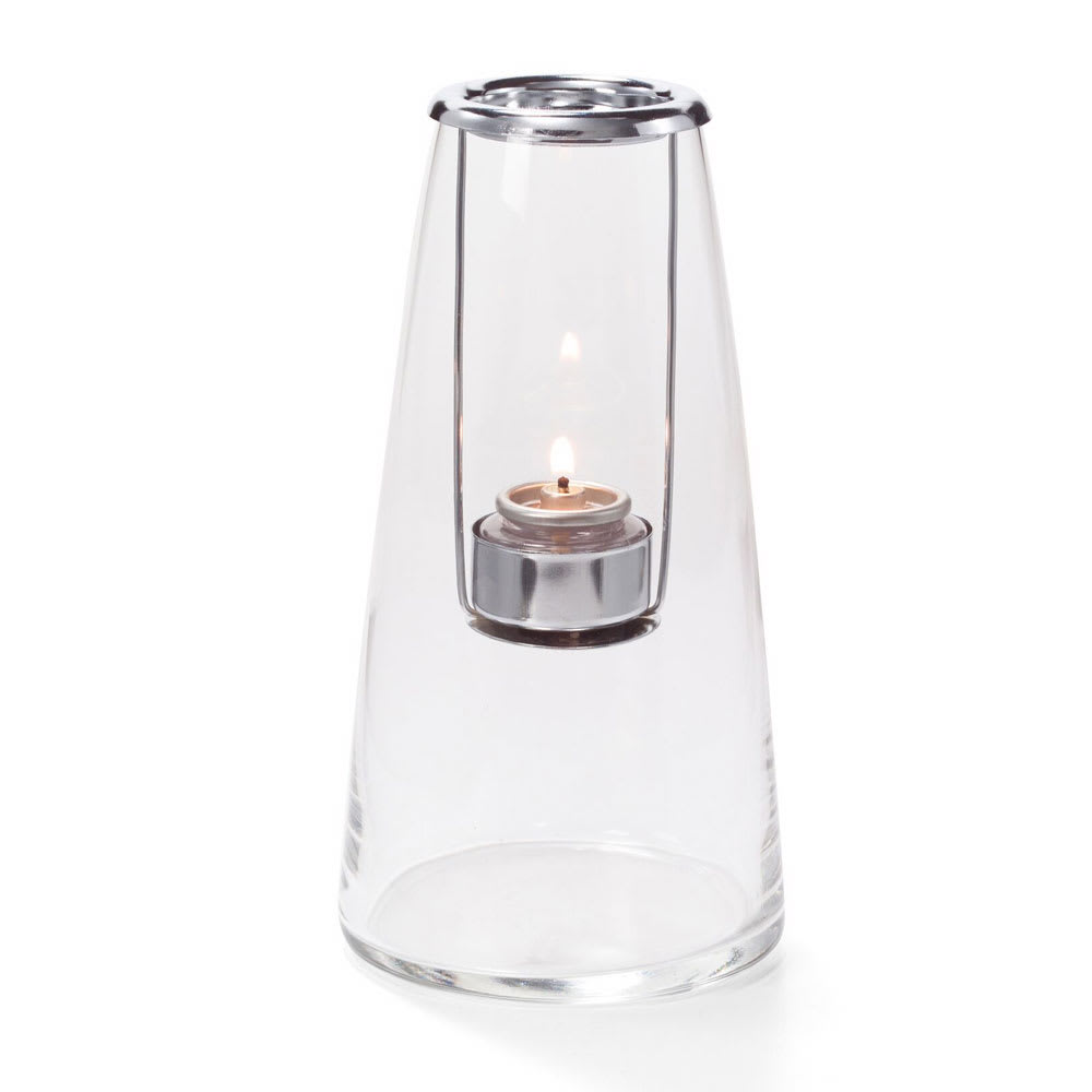 Hollowick 1608C Lighthouse Lamp w/ Hanging Tealight Holder, 4x8 1/4", Hand Blown Glass, Clear