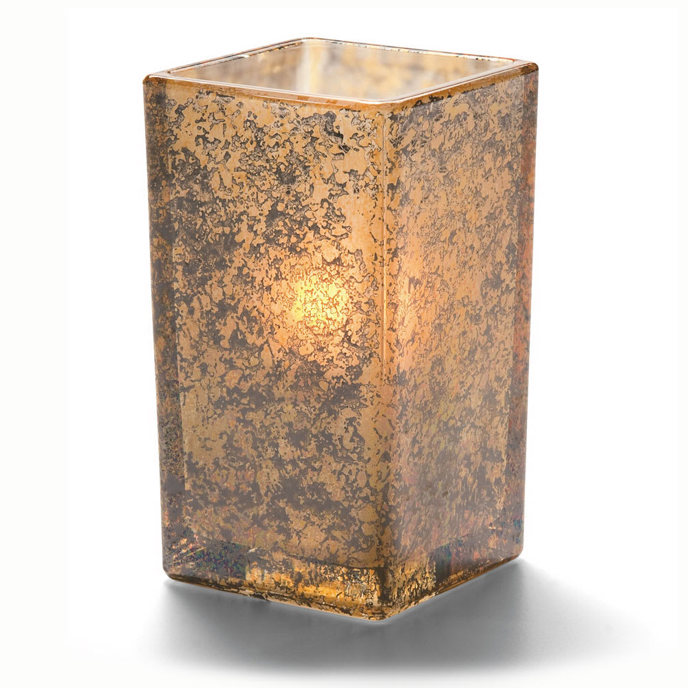 Hollowick 6109AG Square Quad Votive Lamp for HD15 & HD8, 2 1/2" x 4 3/8", Glass, Antique Gold