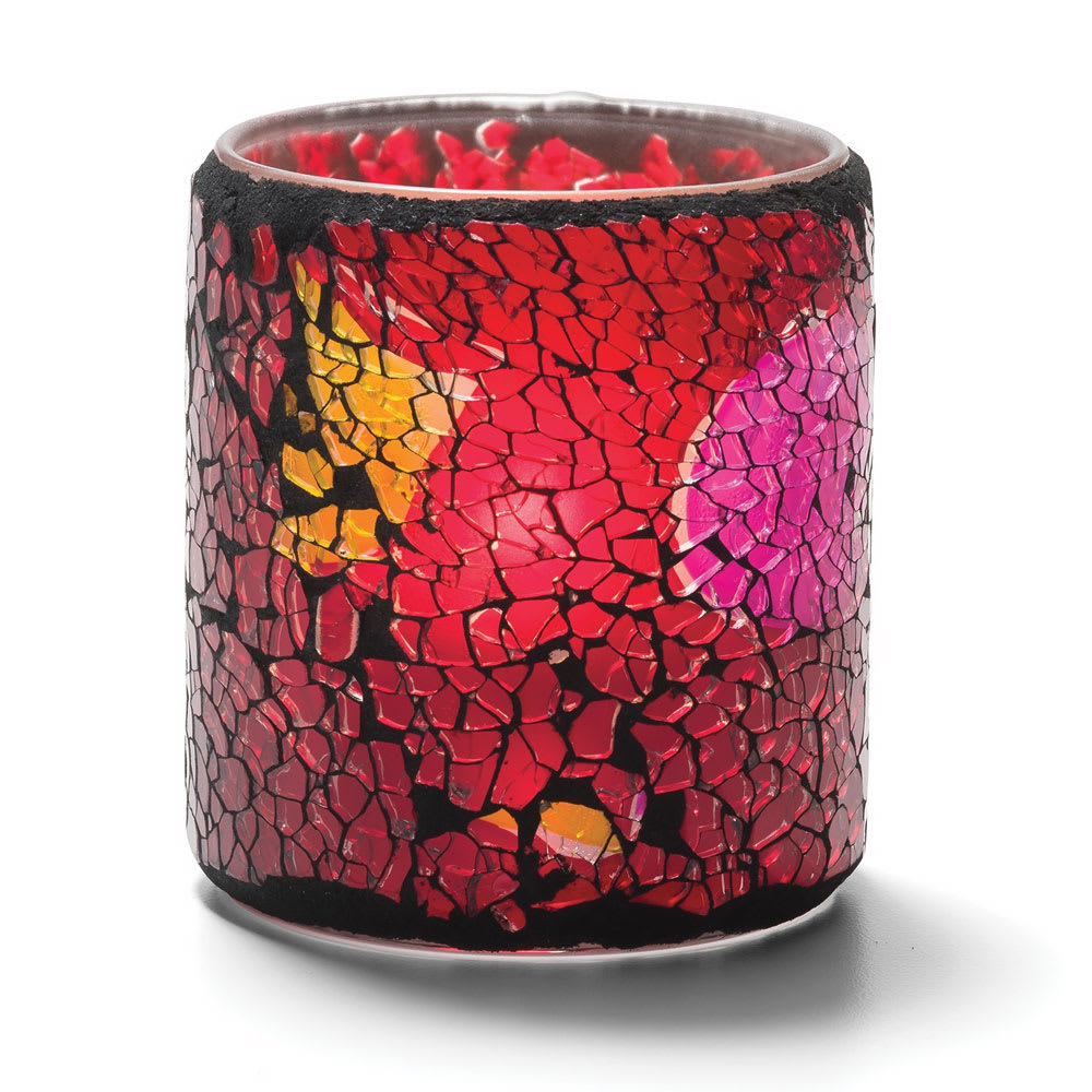 Hollowick 6351RG Crackle Votive Lamp For HD8, HD12 Or HD15, Red & Gold Frosted Glass