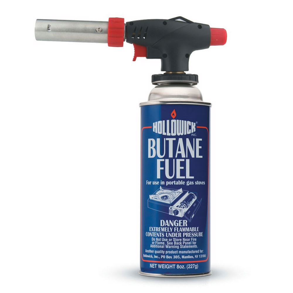 Hollowick CT-200SNGL 8 oz Professional Chef's Torch - Push Button Auto Ignition, Anti-Flare Device