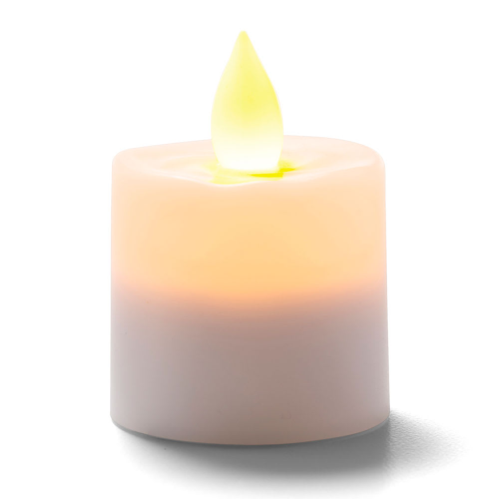 Hollowick HFRV-A 1 1/2" Round LED Flameless Votive Candle - 2 1/5" H, Amber Flame