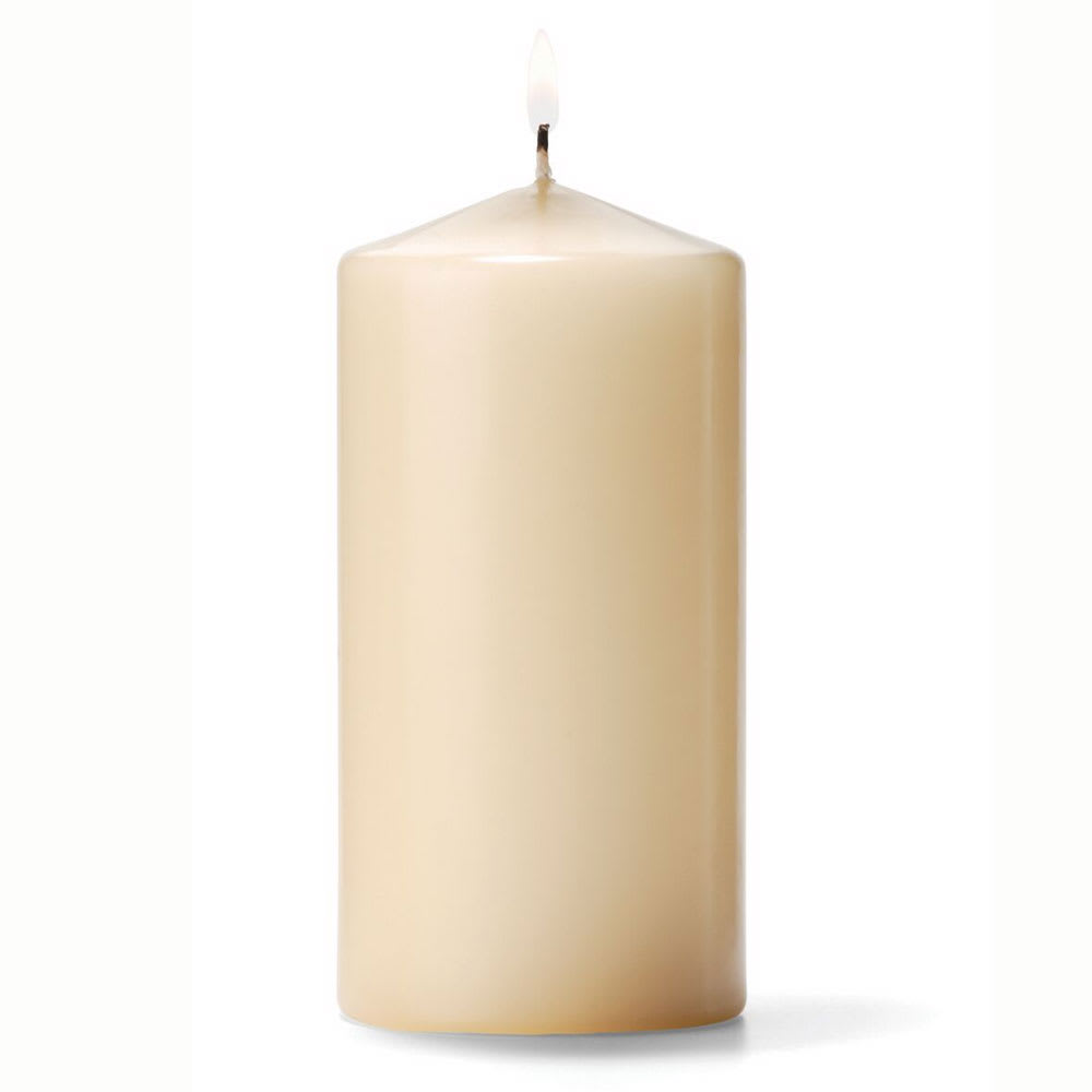 Hollowick P3X6I-12 Pillar Candle, 6x3", Wax, Ivory