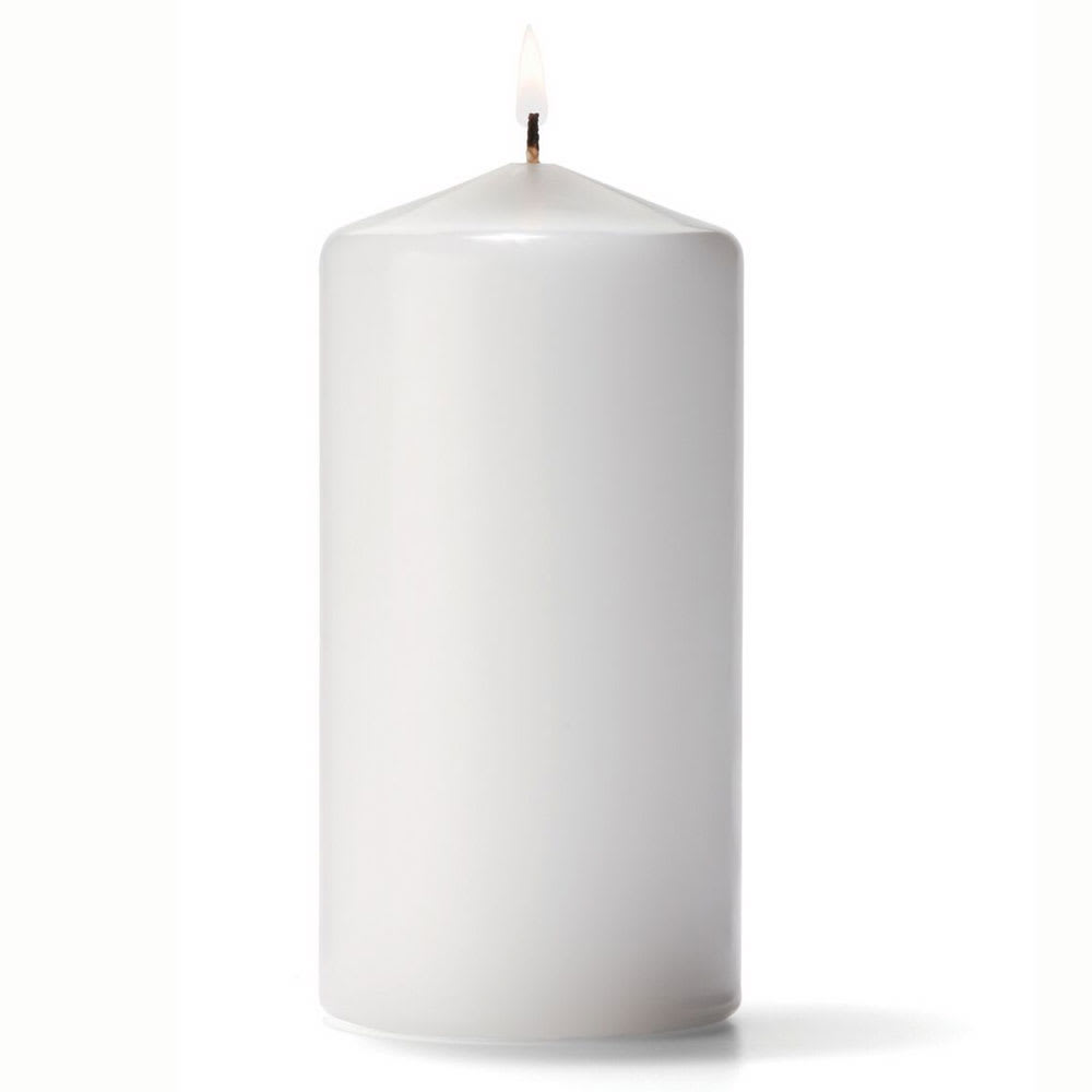 Hollowick P3X6W-12 Pillar Candle, 6x3", Wax, White