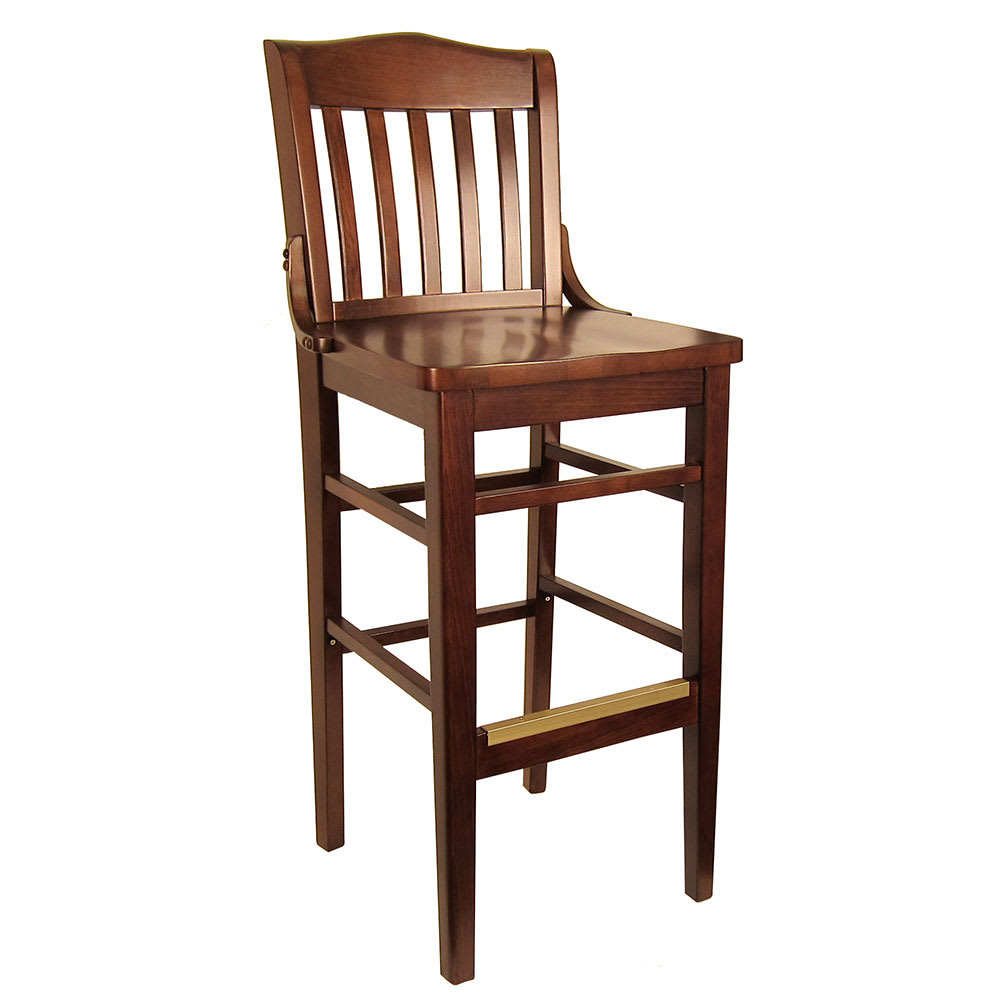 H&D Commercial Seating Bar Stool w/ Vertical Back & Solid Wood Seat, Dark Walnut (8235B)