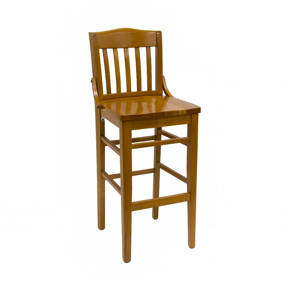 H&D Commercial Seating Bar Stool w/ Vertical Back & Solid Wood Seat, Wild Cherry (8235B)