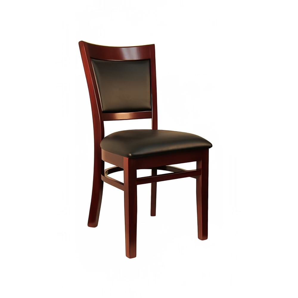H&D Commercial Seating Dining Chair w/ Solid Back & Black Vinyl Seat - Dark Mahogany Frame (8279)