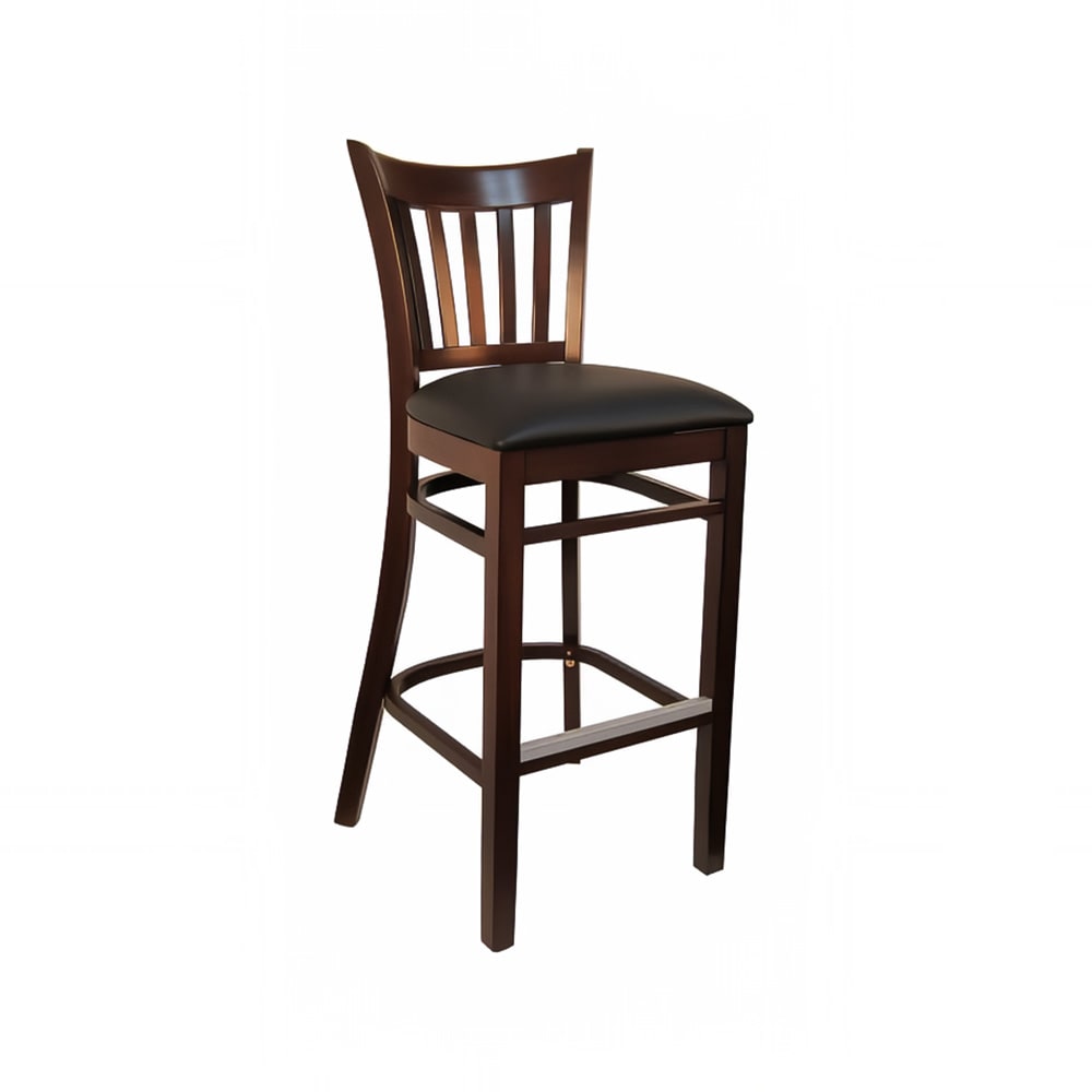 H&D Commercial Seating Bar Stool w/ Ladder Back & Black Vinyl Seat, Dark Walnut (8641B)
