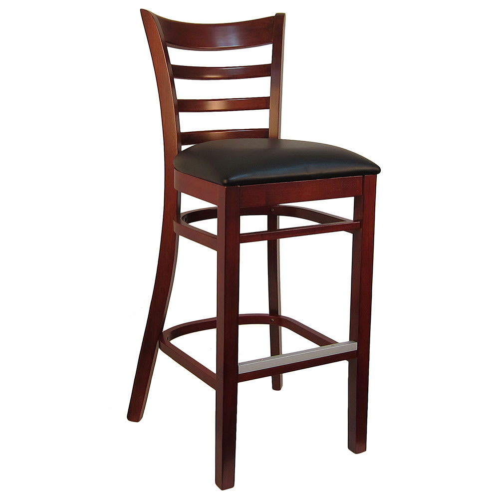 H&D Commercial Seating Bar Stool w/ Ladder Back & Black Vinyl Seat, Wild Cherry (8641B)