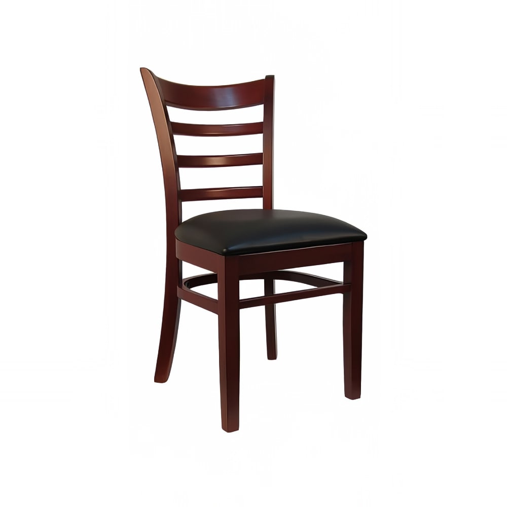 H&D Commercial Seating Dining Chair w/ Ladder Back & Black Vinyl Seat - Dark Mahogany Frame (8641)