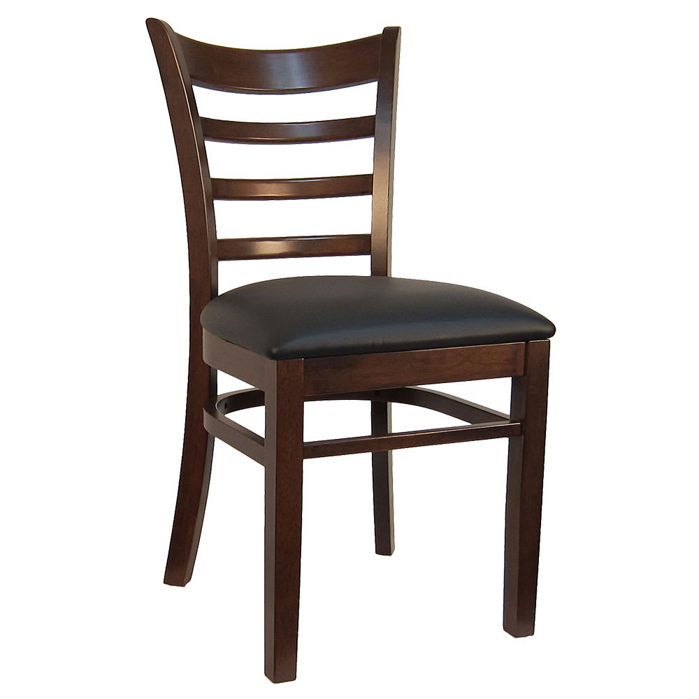H&D Commercial Seating Dining Chair w/ Ladder Back & Black Vinyl Seat - Dark Walnut Frame (8641)
