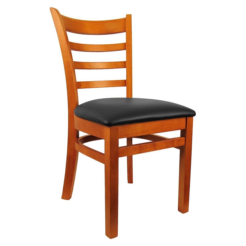 H&D Commercial Seating Dining Chair w/ Ladder Back & Black Vinyl Seat - Wild Cherry Frame (8641)
