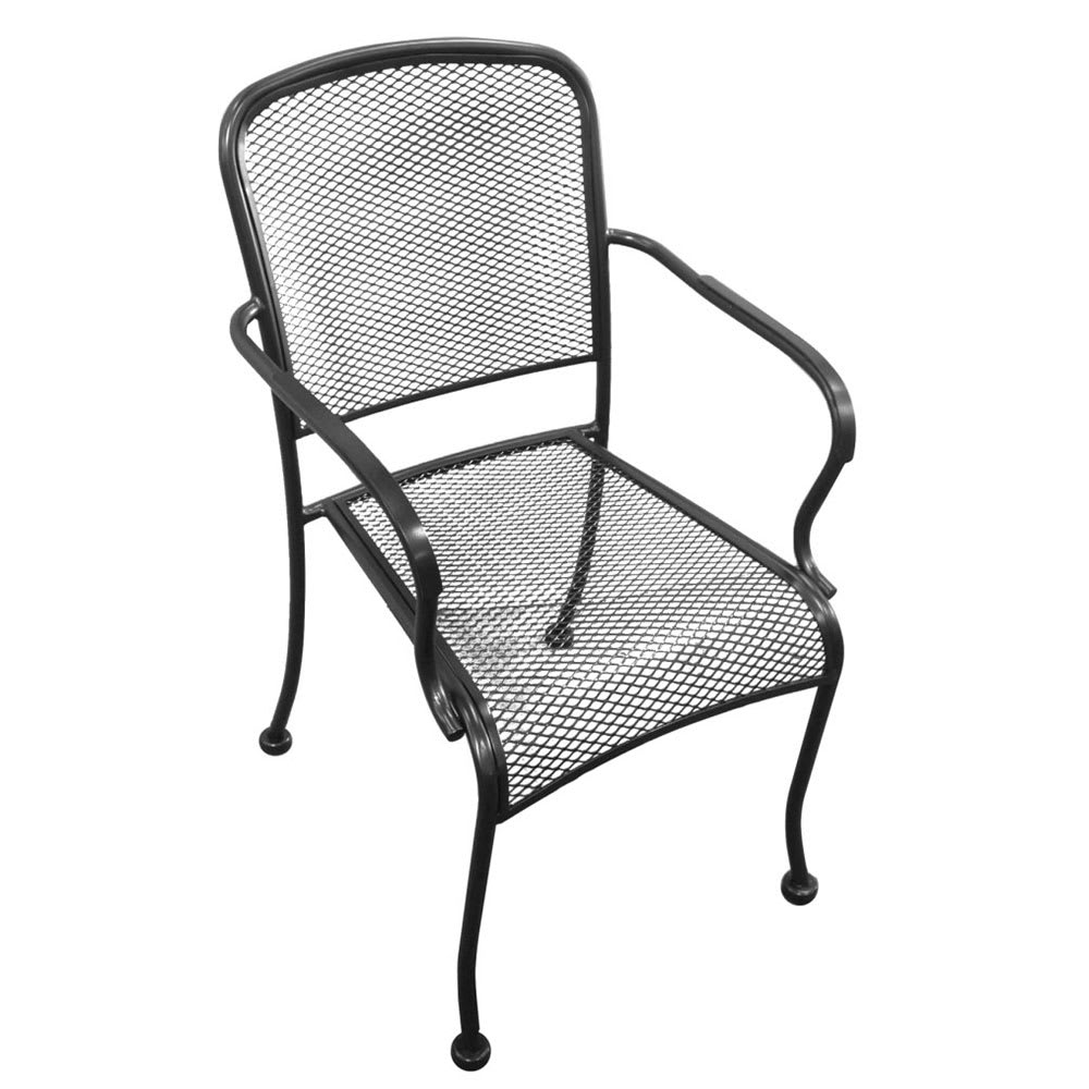 H&D Commercial Seating Wrought Iron Indoor/Outdoor Stackable Armchair - Steel, Black (MC19A)
