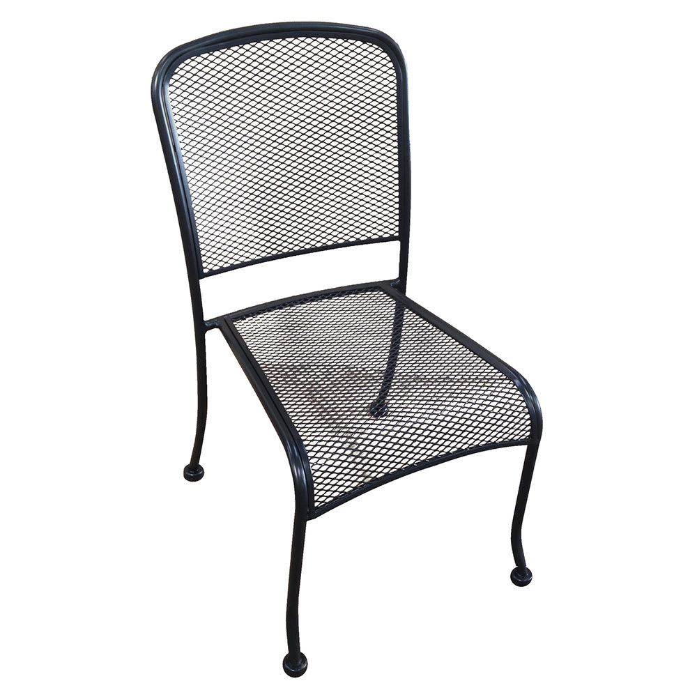 H&D Commercial Seating Wrought Iron Indoor/Outdoor Stackable Side Chair - Steel, Black (MC19S)