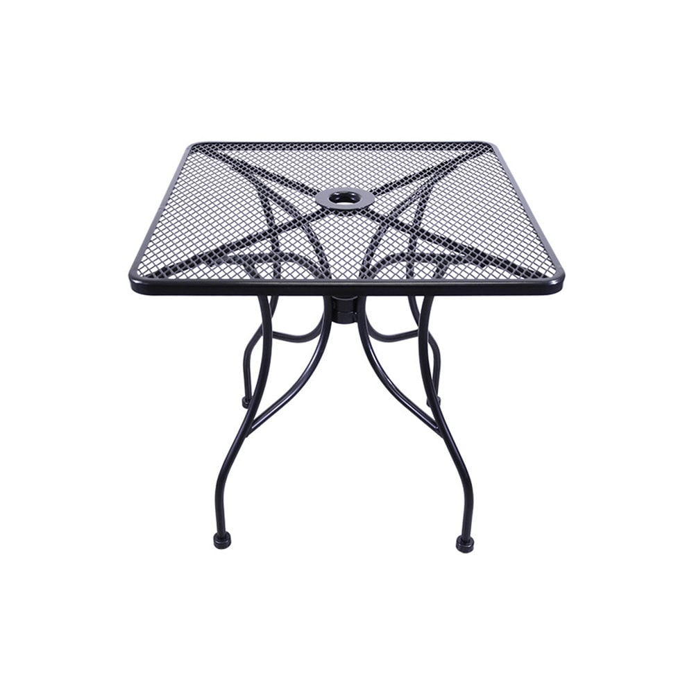 H&D Commercial Seating 36" Square Outdoor Table w/ Umbrella Hole - Steel, Black (MT3636)