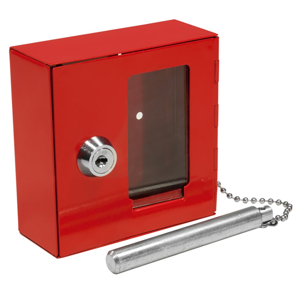 Barska Breakable Emergency Key Box with Attached Hammer - Steel, Red (AX11838)