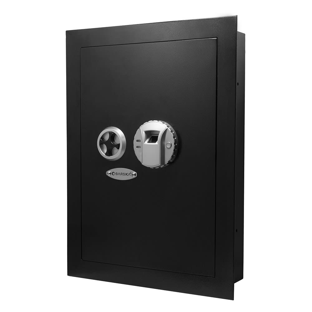 Barska 0.52 cu ft Biometric Wall Safe w/ Fingerprint Lock - Steel, Black (AX12038)