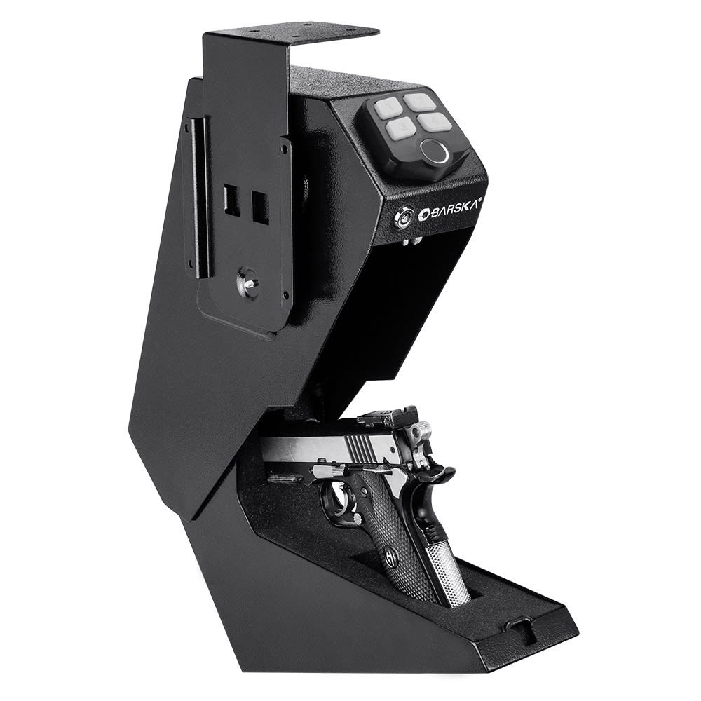 Barska Handgun Desk Safe w/ Fingerprint Lock - Steel, Black (AX13092)