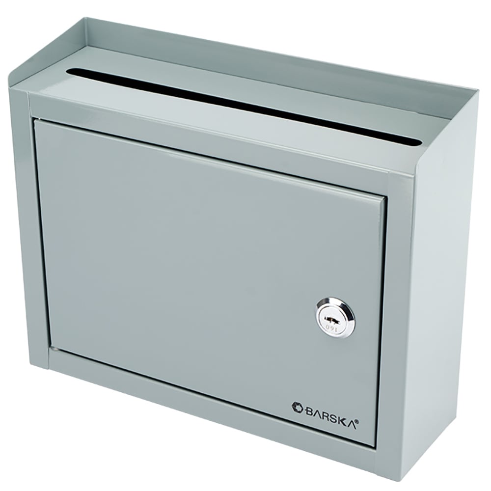 Barska Multi Purpose Drop Box w/ Key Lock - 9 3/4"W x 3"D x 7 3/4"H, Steel, Gray (CB12710)