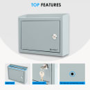 Barska Multi Purpose Drop Box w/ Key Lock - 9 3/4"W x 3"D x 7 3/4"H, Steel, Gray (CB12710) thumbnail 8