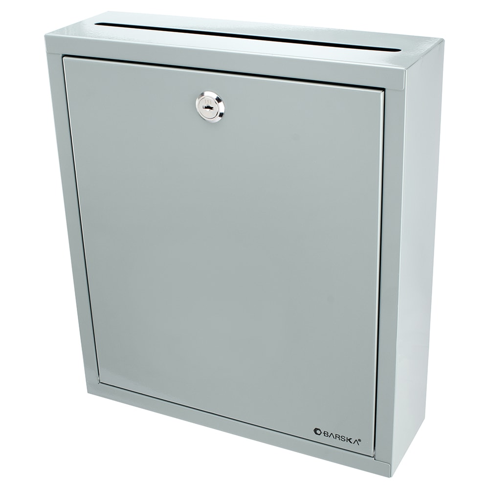 Barska Multi Purpose Drop Box w/ Key Lock - 11 1/2"W x 3 1/2"D x 13"H, Steel, Gray (CB12712)