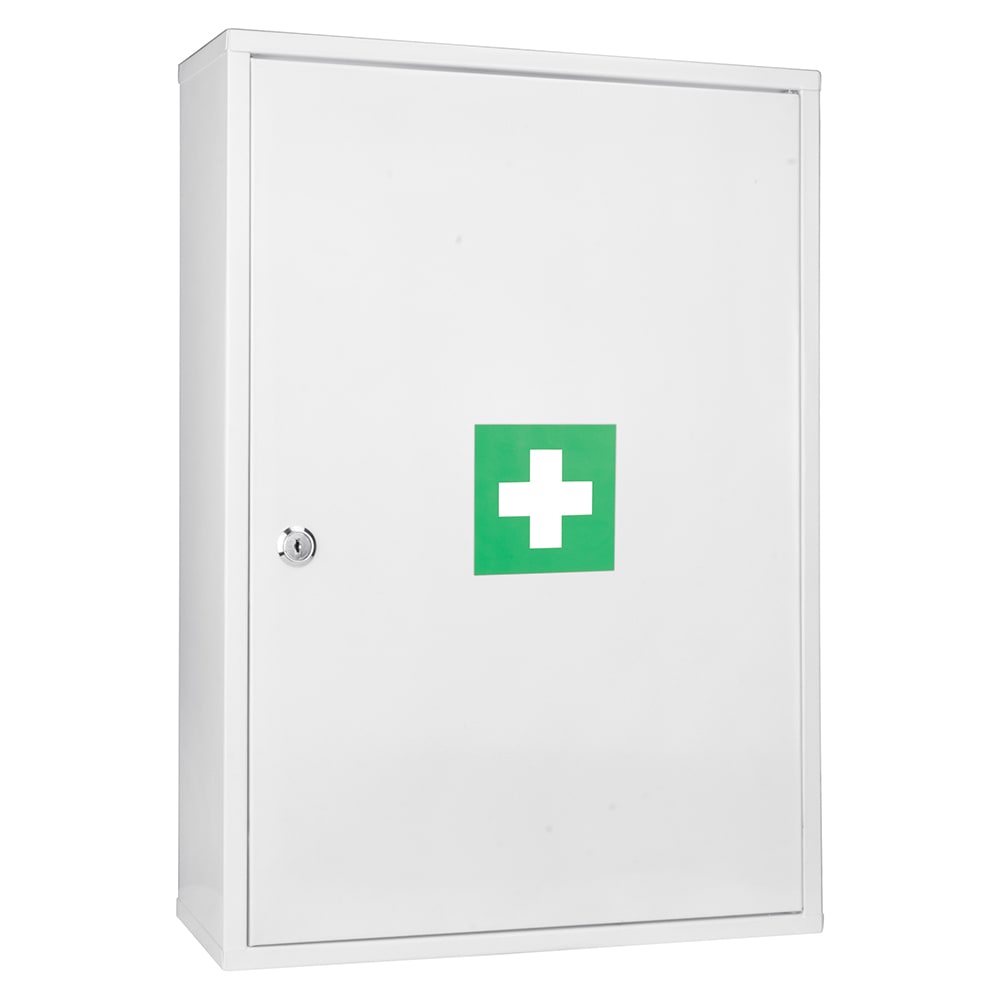 Barska Large Medical Cabinet w/ Key Lock - Drop Down Door, Steel, White (CB12824)