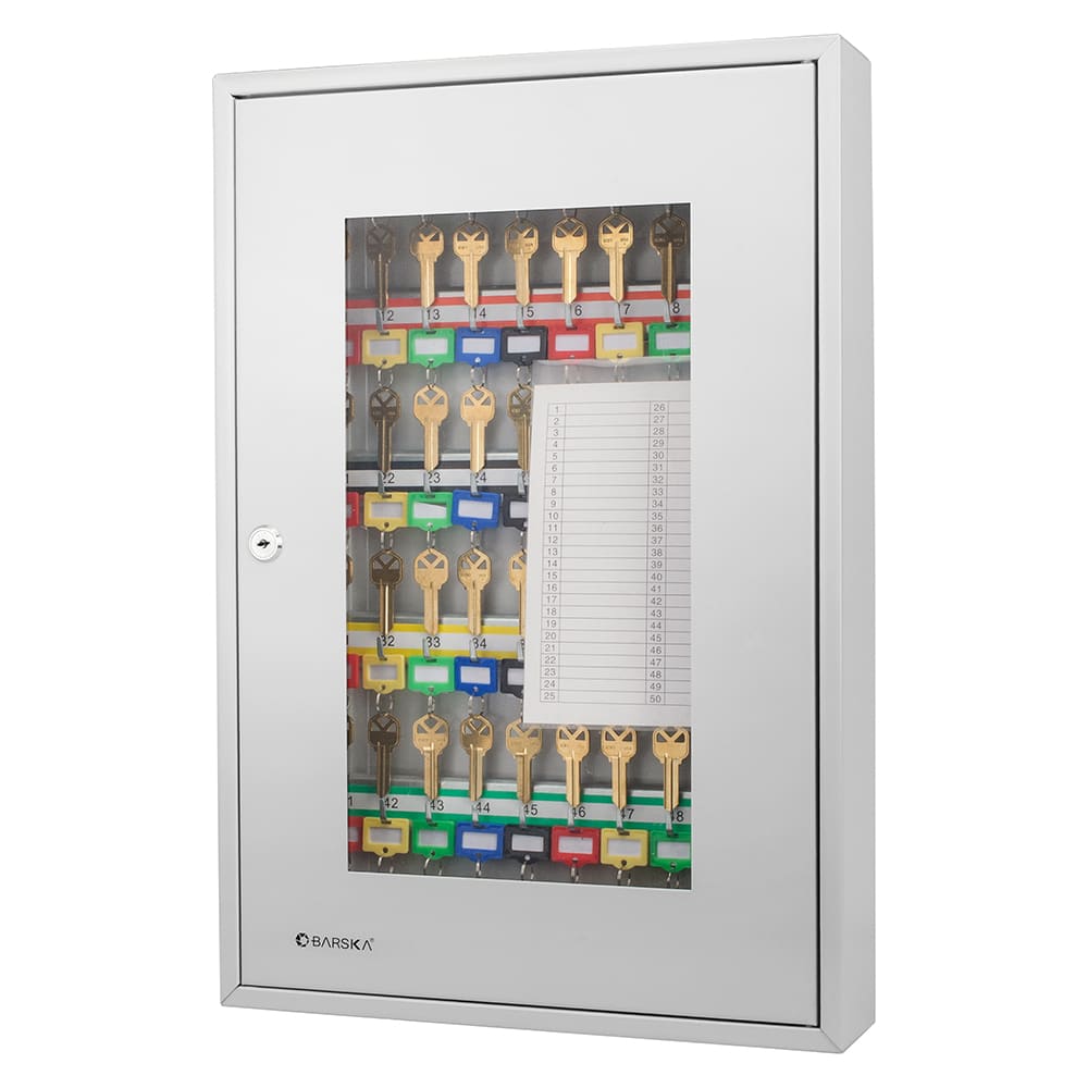 Barska 50 Key Cabinet w/ Key Lock - Glass Door, Steel, Gray (CB12950)