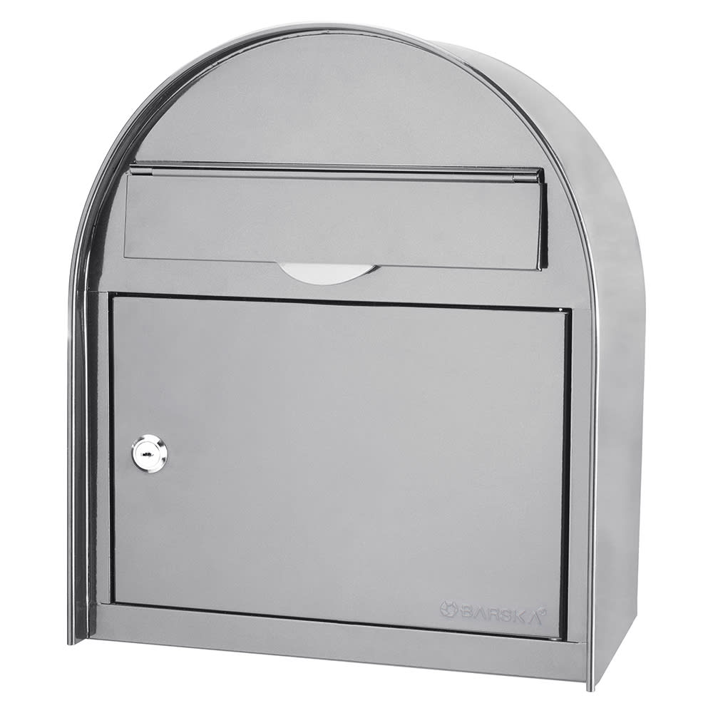 Barska Wall Mount Locking Mailbox w/ Drop Slot - 12 3/4"W x 7"D x 15"H, Steel, Gray (CB13254)