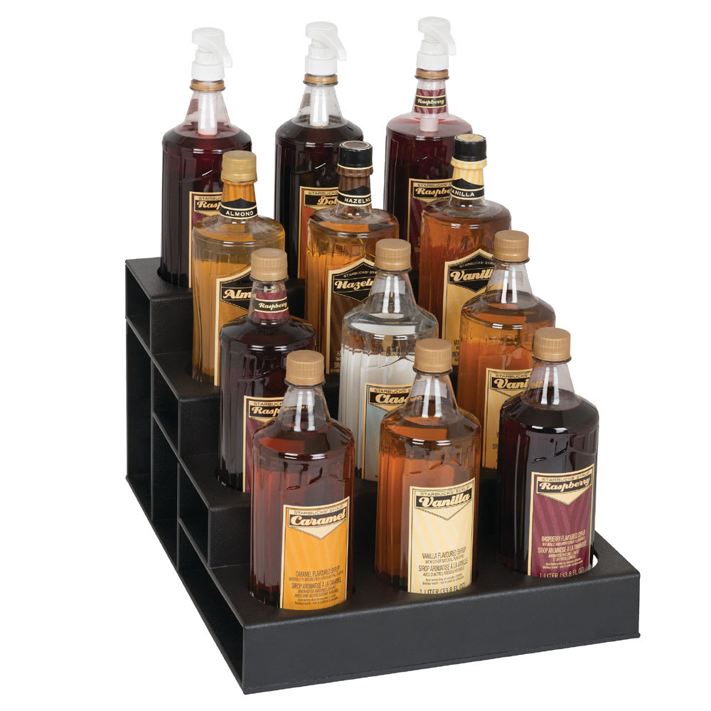 Dispense-Rite CTBH-12BT 4 Tier Bottle Organizer w/ 12 Bottle Capacity - Polystyrene, Black