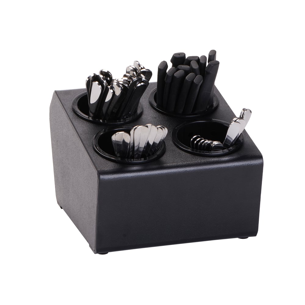 Dispense-Rite CTSH-4BT 4 Compartment Flatware Organizer - Black