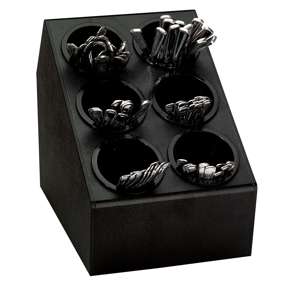 Dispense-Rite CTSH-6BT Silverware Organizer, 6 Compartment/Inserts, Black Polystyrene