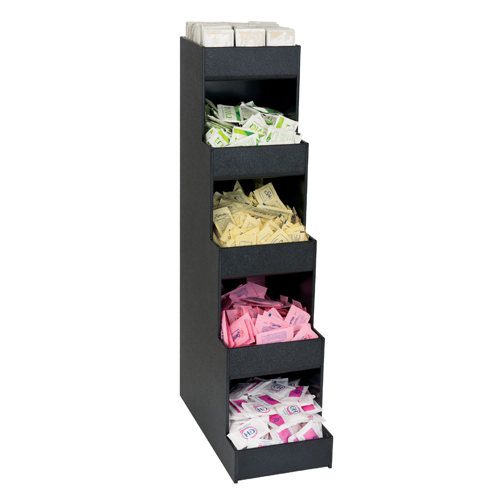 Dispense-Rite CTVH-5BT Condiment Organizer w/ (5) Bins - Black