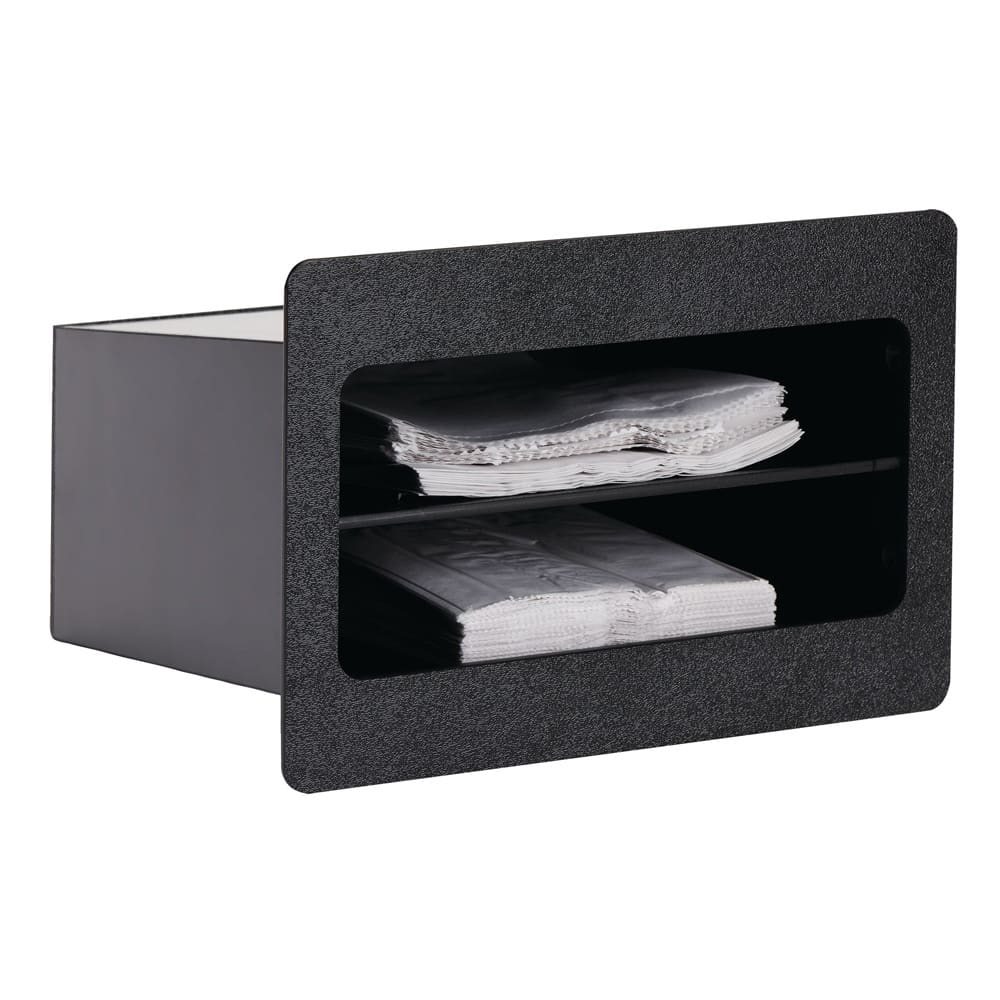 Dispense-Rite FMB-1BT 2 Compartment Built In Bag Organizer - 10 5/8"W x 11 1/2"D x 7 1/2"H, Plastic, Black