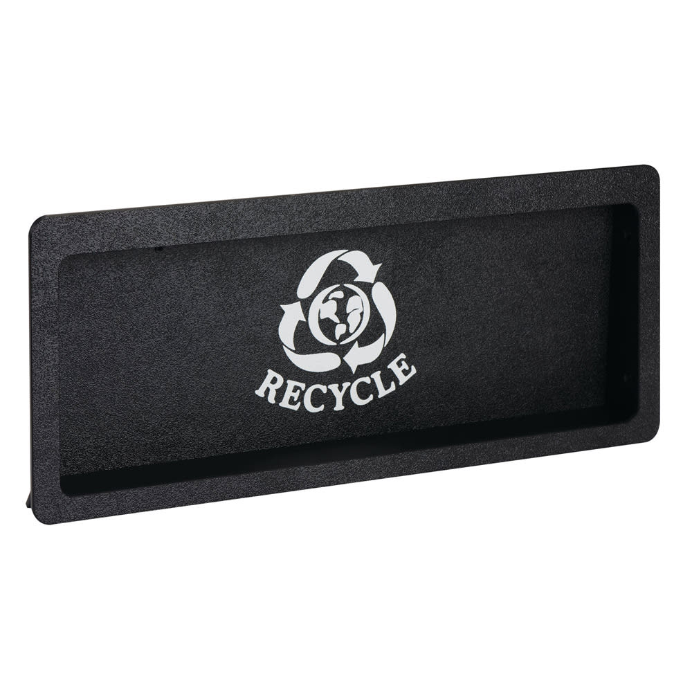 Dispense-Rite FMRD-3BT Built In Trash Door w/ Recycling Symbol Faceplate - 17 5/8"W x 7 1/2"H, Plastic, Black