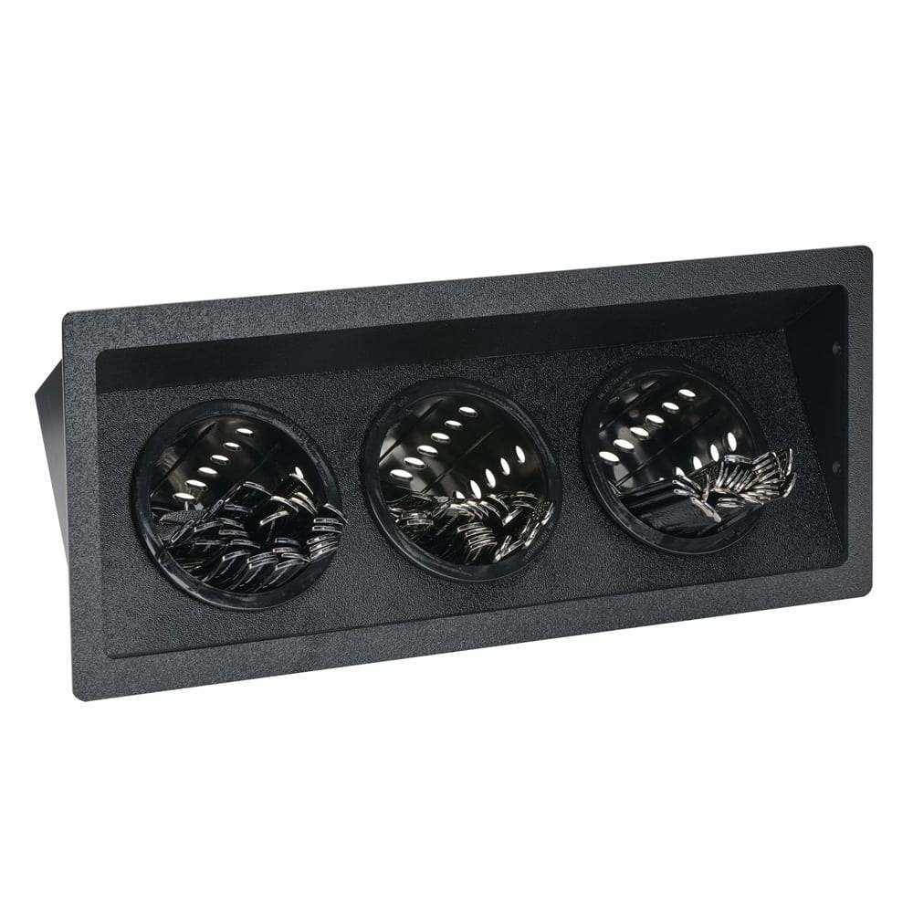 Dispense-Rite FMSH-3BT 3 Compartment Built In Flatware Organizer - 17 5/8"W x 8 3/4"D x 7 1/2"H, Plastic, Black